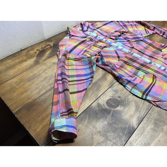 Anthropologie Pilcro Multicolor Plaid Button Down Tunic Top Size XXS - Picture 6 of 13